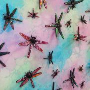 3D dragonflies in pink turquoise side view