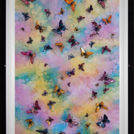 3d multicolour butterfly wave framed