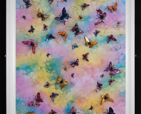 3d multicolour butterfly wave framed