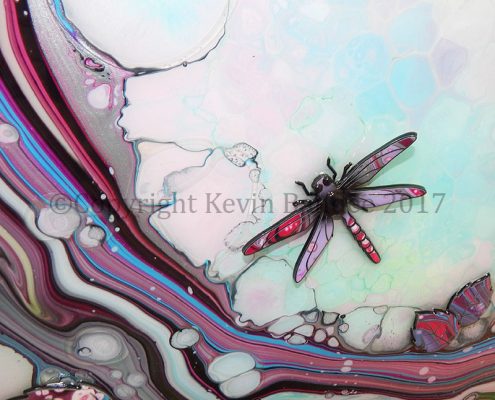 Dragonfly Organic Picture In Pink and Light Blue
