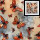 Orange 3D butterflies on stone background gallery