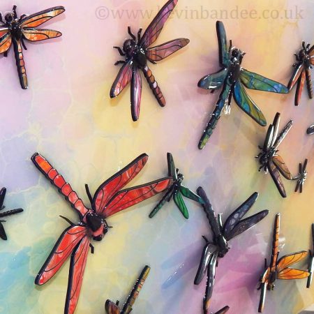 dragonfly art in rainbow colour