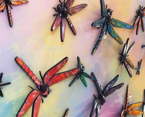 dragonfly art in rainbow colour
