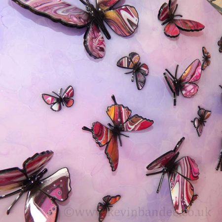 gold pink butterflies on purple pink