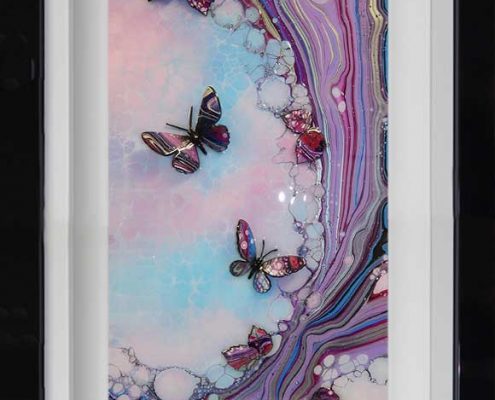 lilac pink blue butterfly art