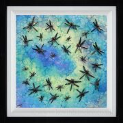 lime turquoise dragonfly art