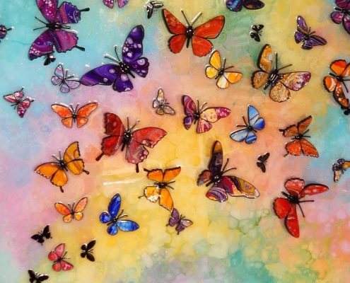 lots of colourful butterflies