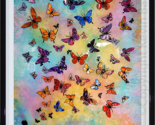 multi colour butterfly wave with child