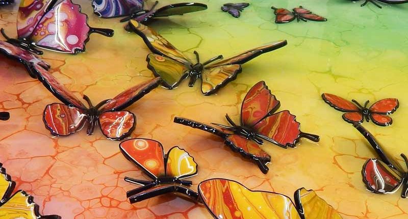 multi coloured rainbow coloured butterfly art