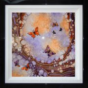 orange purple 3d butterfly art framed