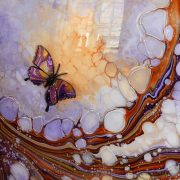 orange purple 3d butterfly detail