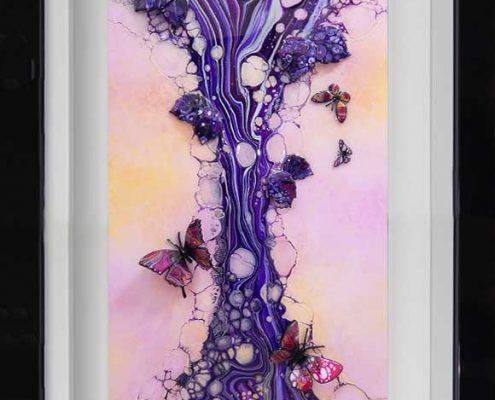 purple silver pink butterfly art