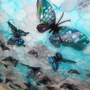 turquoise 3d butterfly art