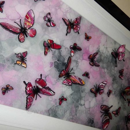 close up pink 3d butterflies