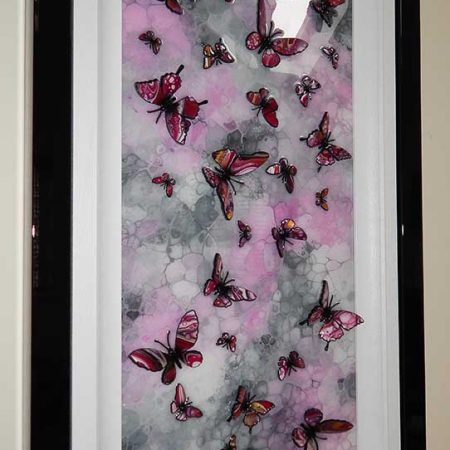 pink stone butterfly art side view