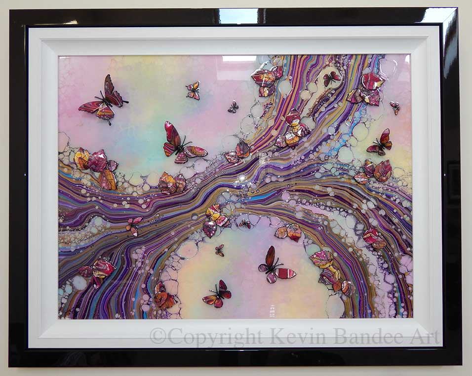 large pink organic 3d butterfly art